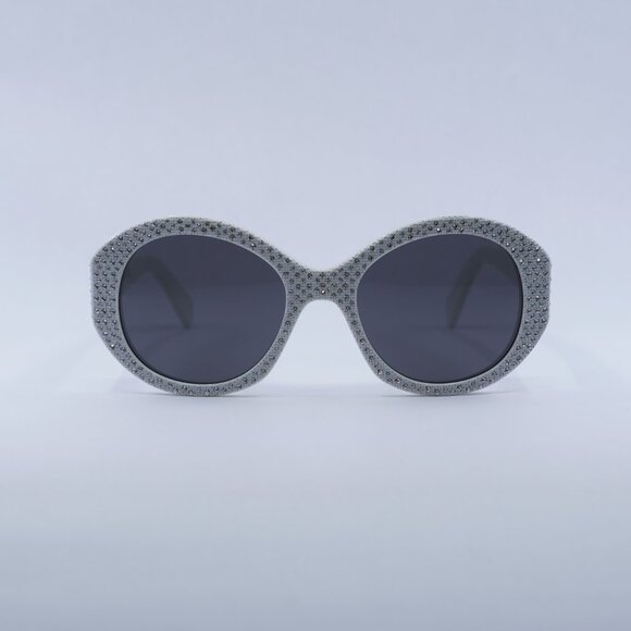 Celine CL4240IS 25A Sunglasses Shiny Ivory with Silver Studs Embellishment Frame - Picture 2 of 12